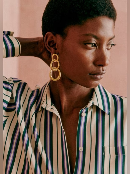 Sezane Tops - Sezane Max Green & Lilac Stripes